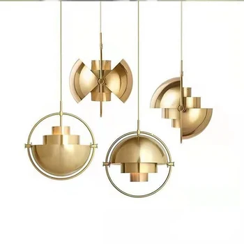 Модерен железен висящ лампа Проста обхват на Проектно творческа златно покритие Трапезария Кафене Антре Декоративни кухненски полилей