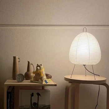 Японски ретро led фенер от оризова хартия, лампа за дневна стая, нощно шкафче за спалня, кабинет, лампа за чайна стая в хотела, под лампа-статив