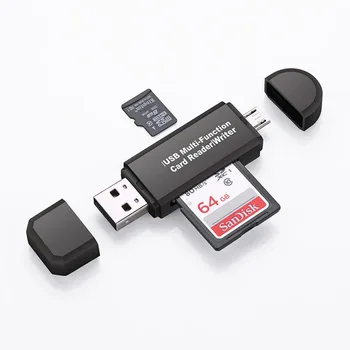 2 В 1 USB OTG Четец на карти, Флаш-памет Високоскоростен USB2.0 Универсална OTG TF/SD Карта за телефон Android Компютърни Удължители