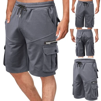 2023, летни нови мъжки къси панталони, шорти-карго с двоен джоб с цип, свободни, извънгабаритни, спортни, ежедневни панталони, шорти за бягане във фитнеса