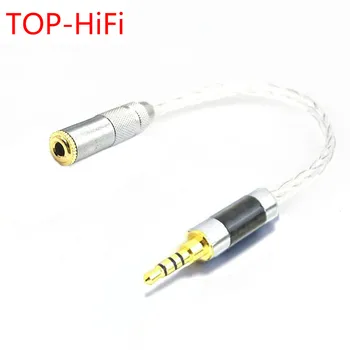 TOP-HiFi 3,5 мм TRRS Балансиран мъжки 3.5 мм Стерео Женски аудио кабел-Адаптер 7nOCC със сребърно покритие кабели 3,5 мм-3,5 мм