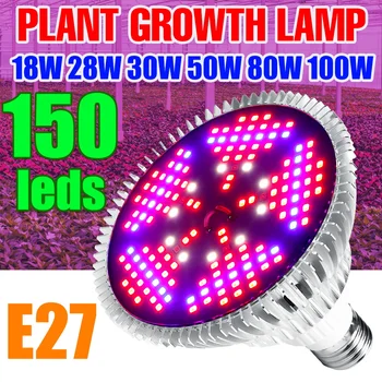 Пълен набор от E27, Лампа за растенията 220 В Светлина E14 Фито Led Семена Лампа 18 W 28 W 30 W, 50 W 80 w 100 W Vegs Растежа на Цветя 110 Фитолампы